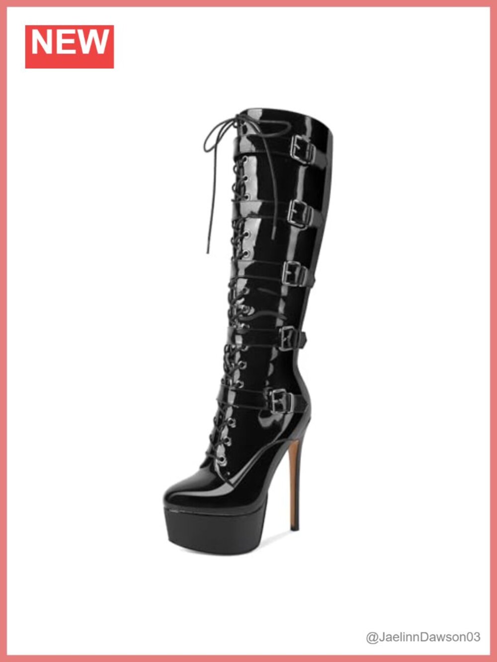 Women's Knee High Platform Stiletto Boots Lace Up Side Zip Heels Party